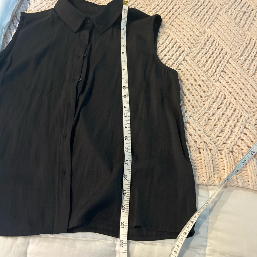 Philosophy Black Button Down Sleeveless Shirt - Picture 7 of 8